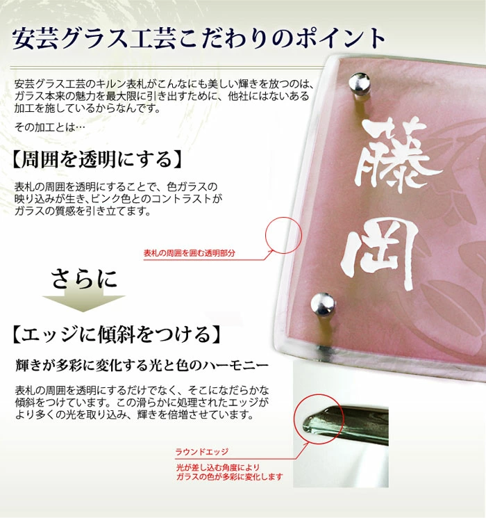 家紋を取り入れた家紋ガラス表札【HF-83】の画像