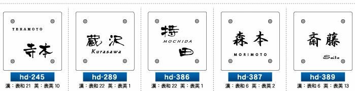 家紋を取り入れた家紋ガラス表札【HF-83】のデザイン