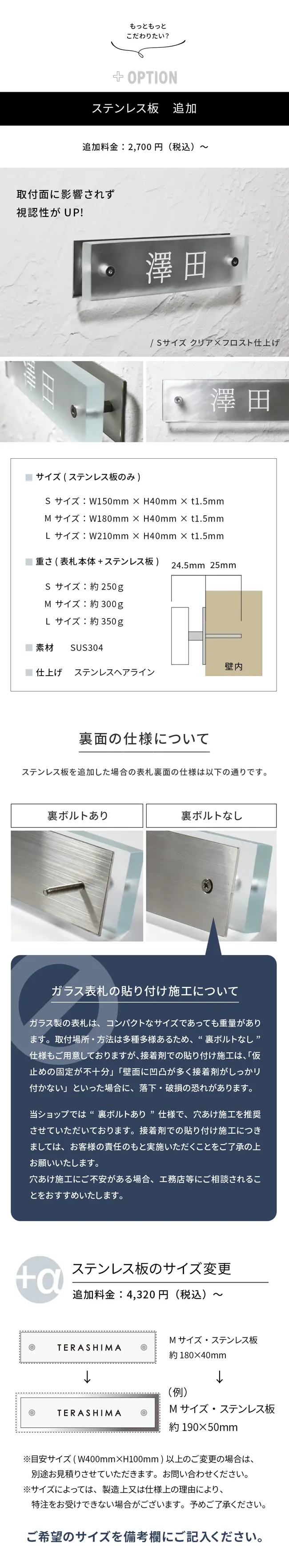 有料オプション -ステンレス板追加