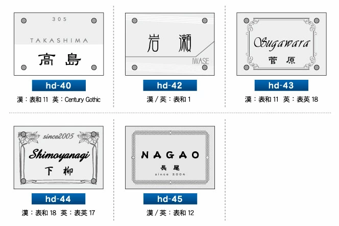 フラットガラス表札のデザイン