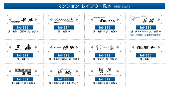 マンション・機能門柱用表札のデザイン