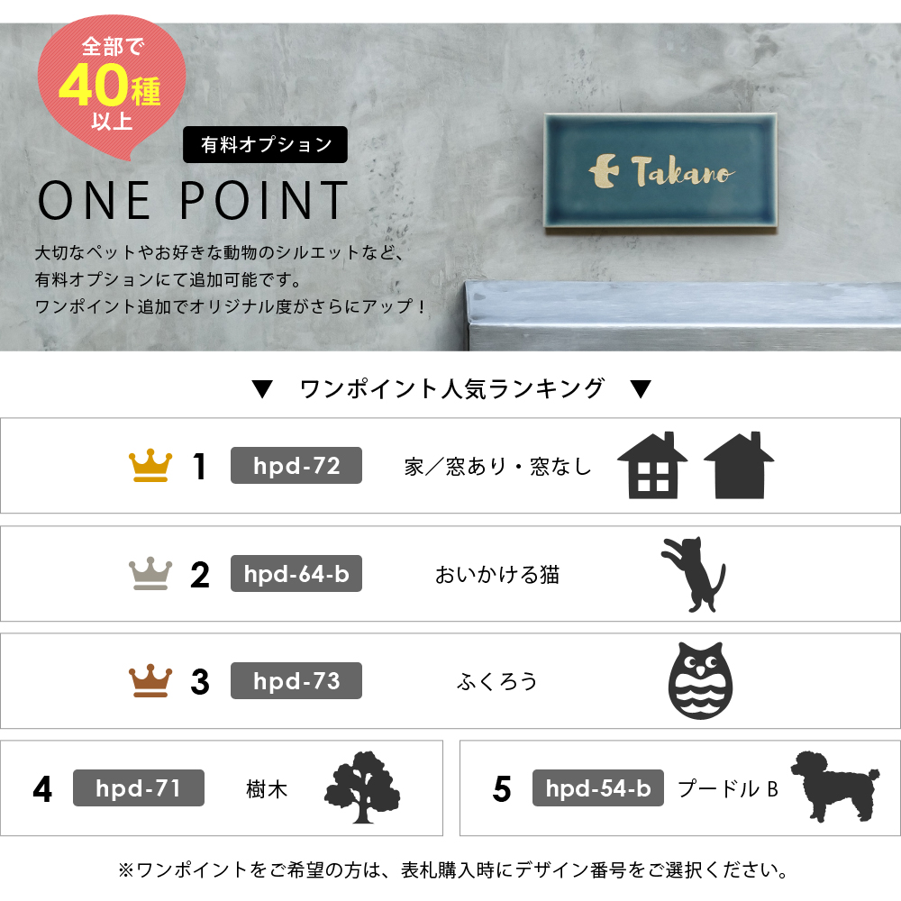 表札 タイル ワンポイント 動物 ペット