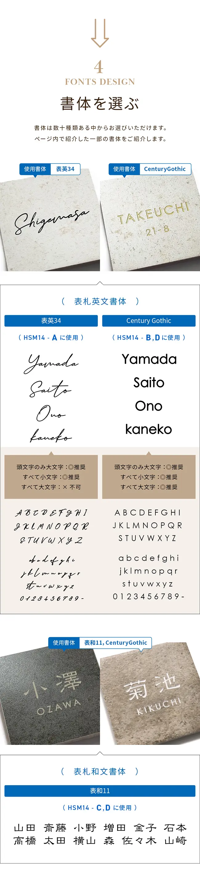 表札 タイル 書体