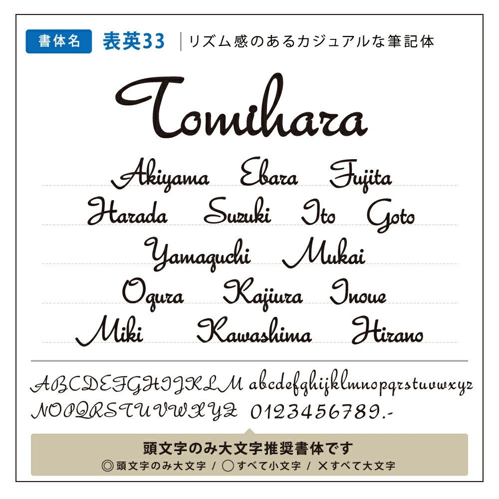 表札 ステンレス 書体 筆記体