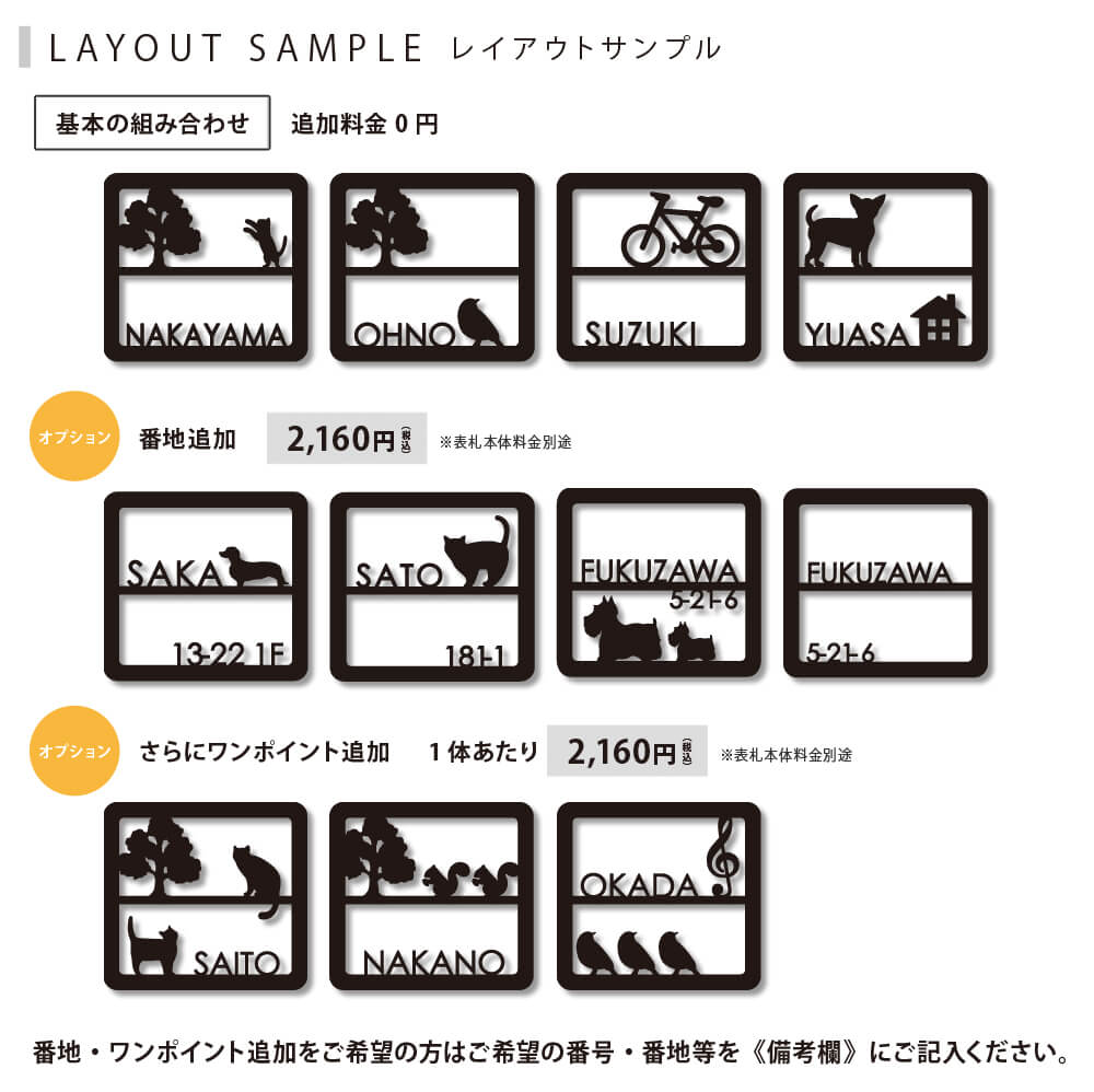 表札 ステンレス レイアウトサンプル