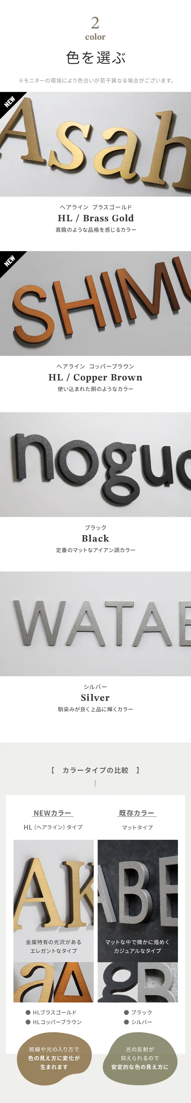 表札 ステンレス 切り文字 カラー