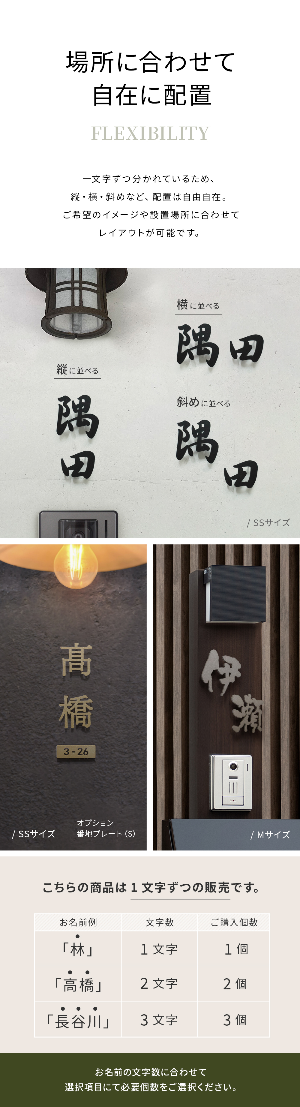 表札ステンレス【漢字 洗練された和文表札】|表札AKIグラスショップ