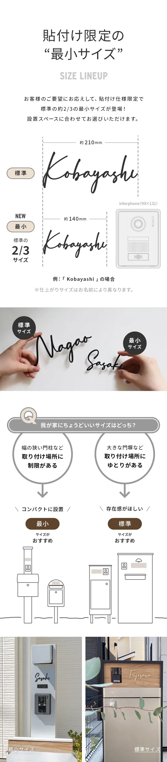 表札 ステンレス 貼付け対応 貼付け限定の最小サイズ lcsr-22-tp