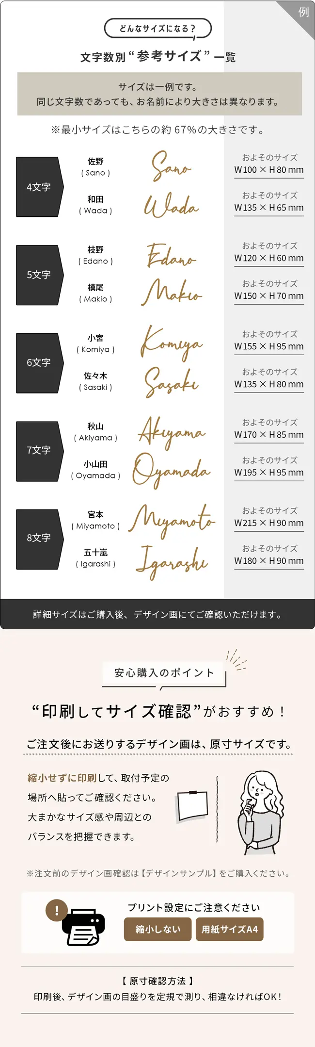 ステンレス表札 参考サイズ デザインが確認あり lcsr-22-tp