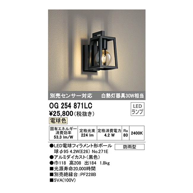 エクステリアライト 屋外 照明 オーデリック OG254871LC