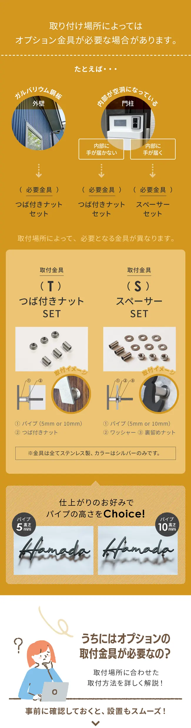 表札 ステンレス 取り付け方法