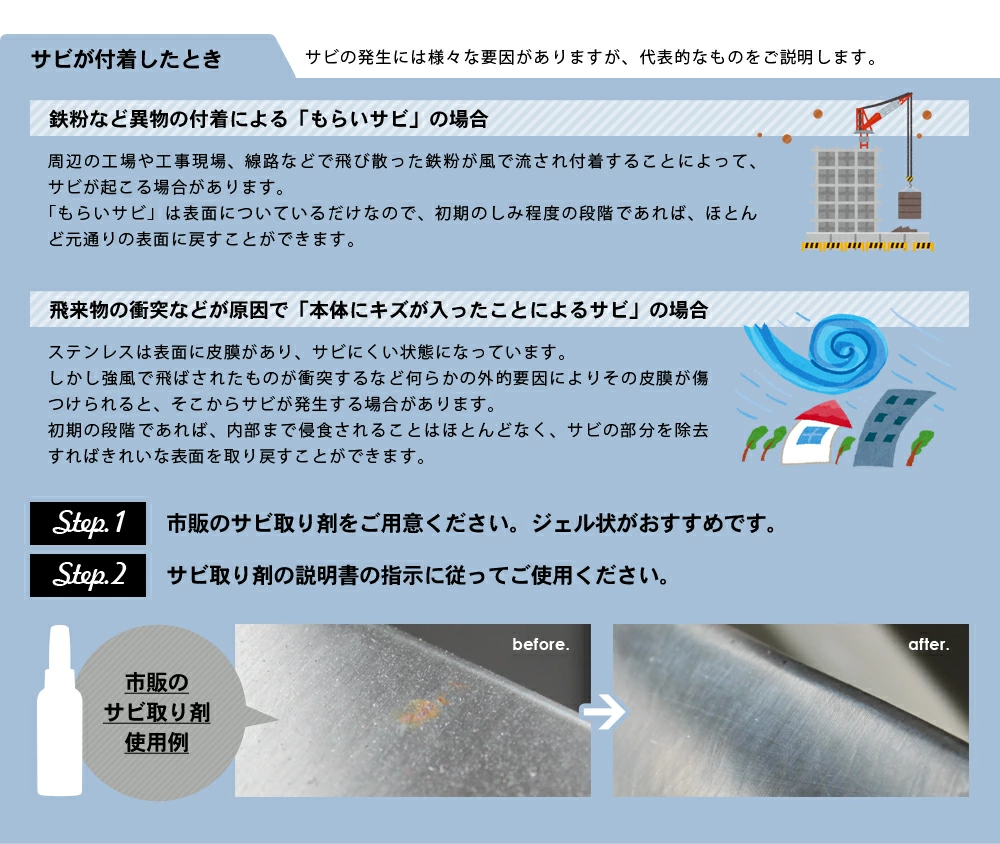 ステンレス表札お手入れ方法