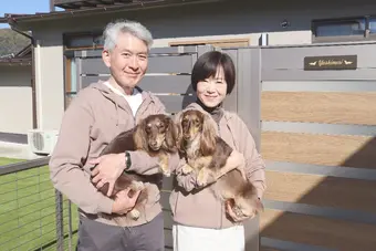 リフォームで実現した愛犬のドッグラン門扉のタイル表札 hsm-12を購入頂いたお客様の写真