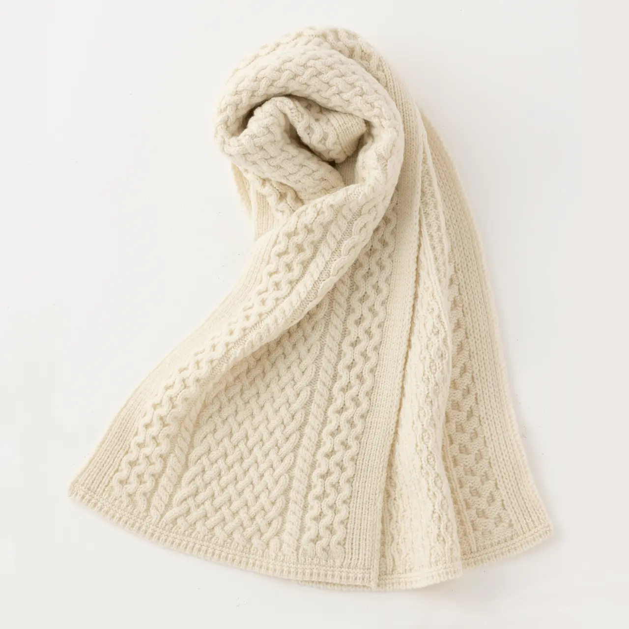 オーガニックウールケーブルマフラー ナチュラル