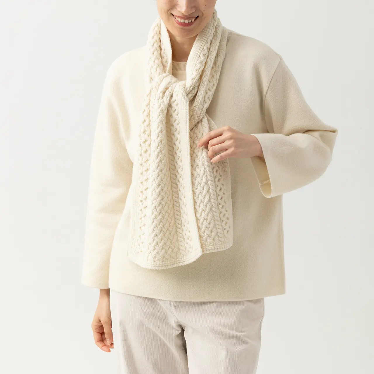 オーガニックウールケーブルマフラー ナチュラル