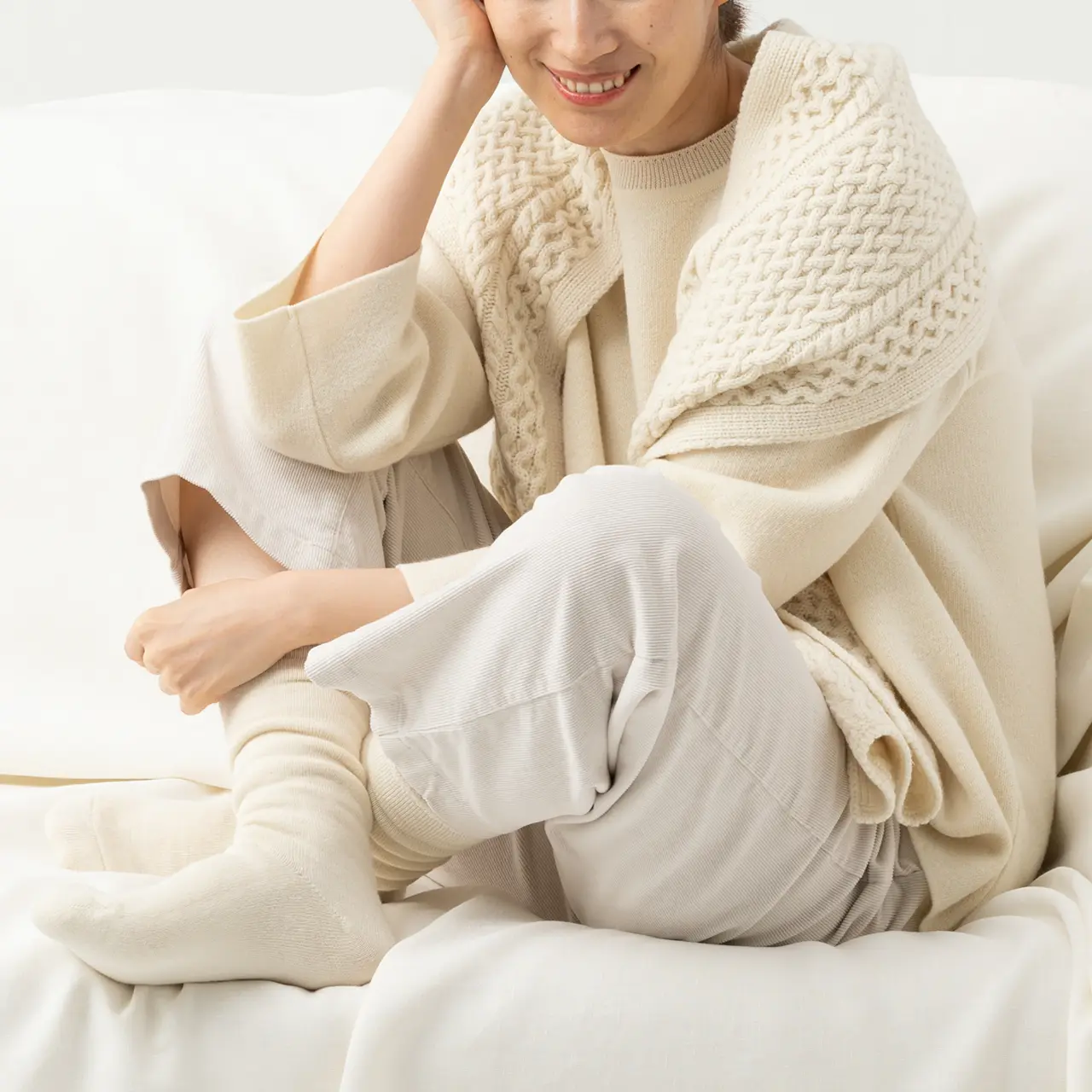 オーガニックウールケーブルマフラー ナチュラル