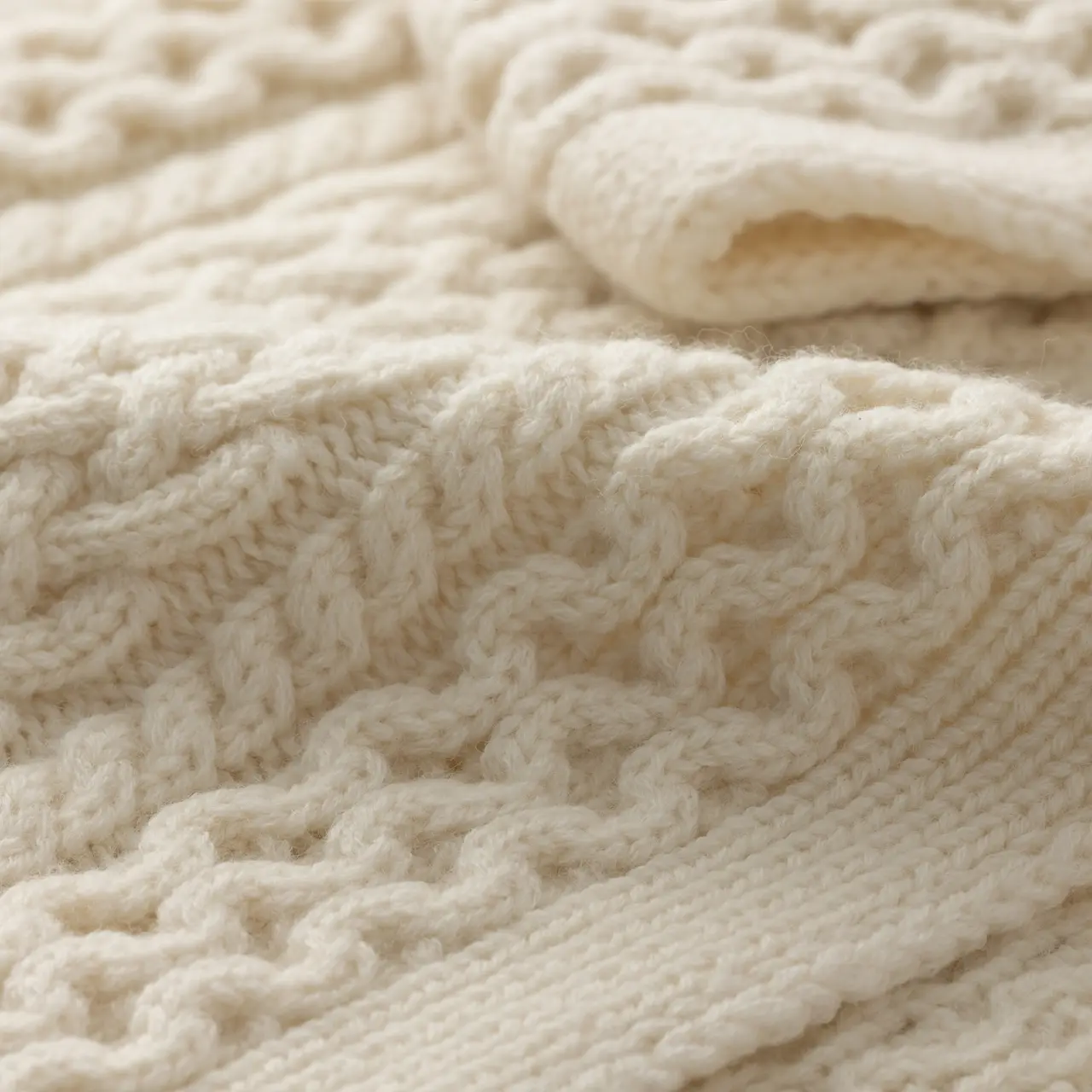 オーガニックウールケーブルマフラー ナチュラル