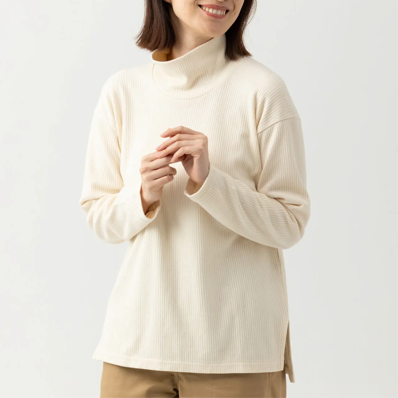 オーガニックコットンリブハイネック