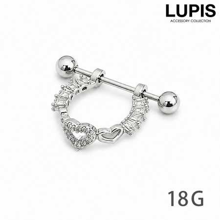 【18G】オープンハートストレートバーベルボディピアス