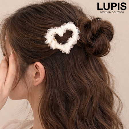 くしゅくしゅオーガンジーハートぱっちんヘアピン