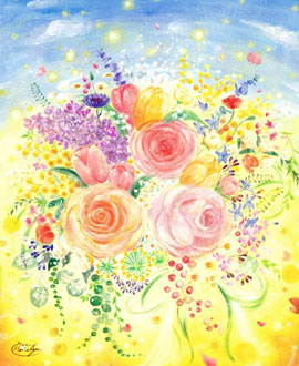 花の絵画インテリア、玄関に飾る絵画、風水