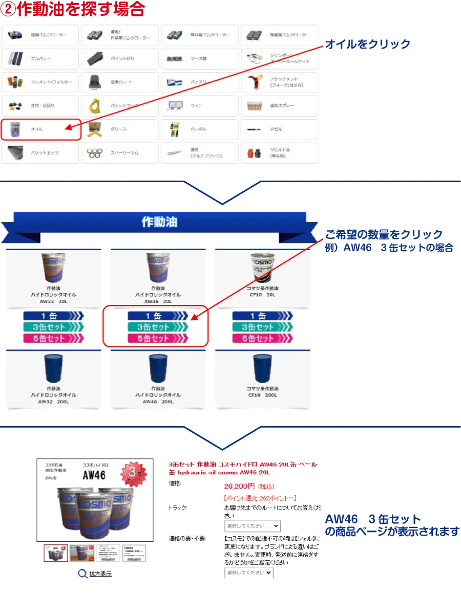 作動油を探す場合