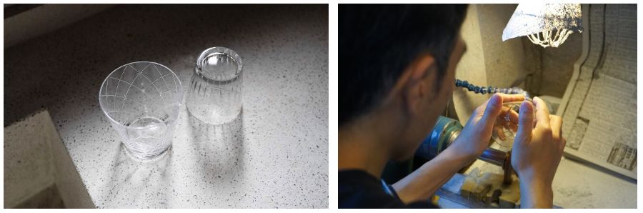 カットガラスのウォーターグラスL（h collection）