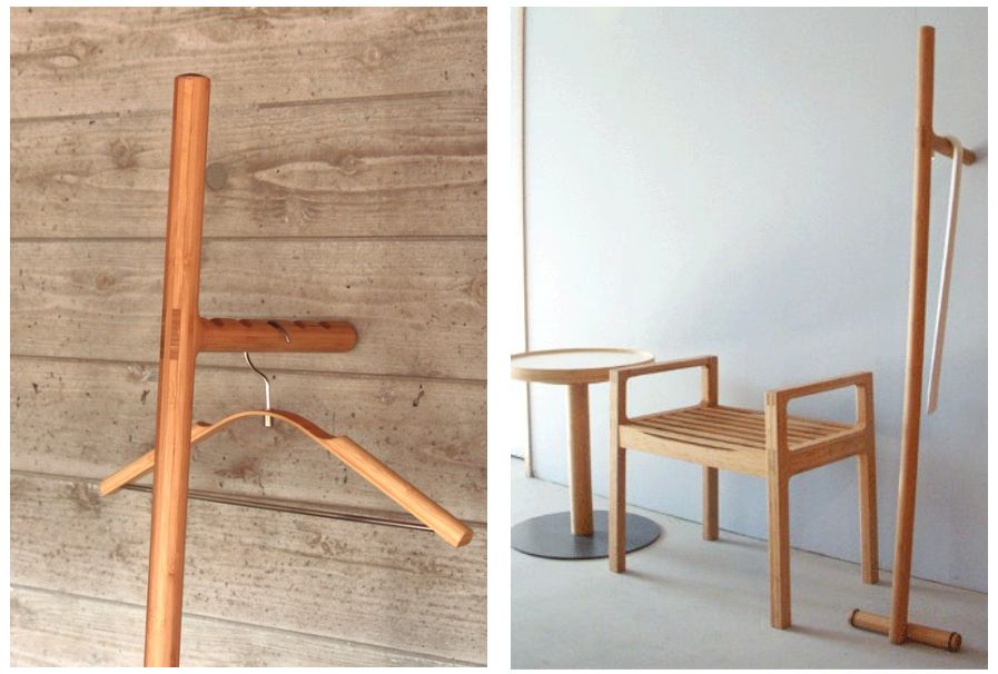 竹馬のようなコートハンガー「TAKEUMA タケウマ」（TEORI）