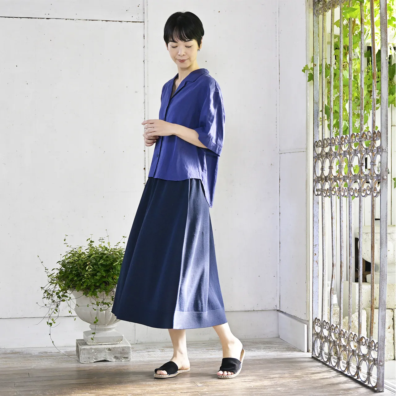 のびる腹巻き付ニットロングスカート おなかをつつむ - SAIFUKU