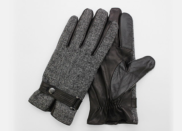 日本製の革手袋〈メンズ・ハリスツイード／クロダ〉