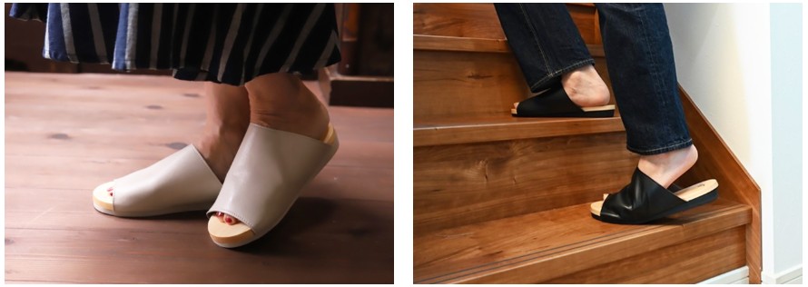 木のルームシューズ「ツーピース」-水鳥工業-