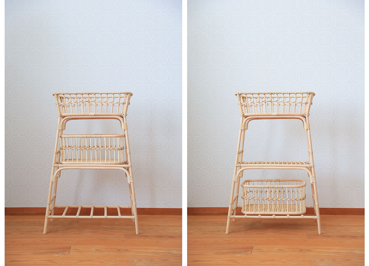 スリムな籐の脚付きかご | ハイル high-low - ツルヤ商店 - 奥行きを