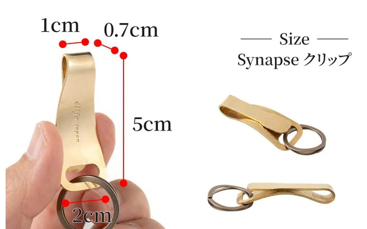 キークリップ Synapse サイズ 全長約5cm 幅約1cm クリップ開口部約0.7cm リング直径約2cm