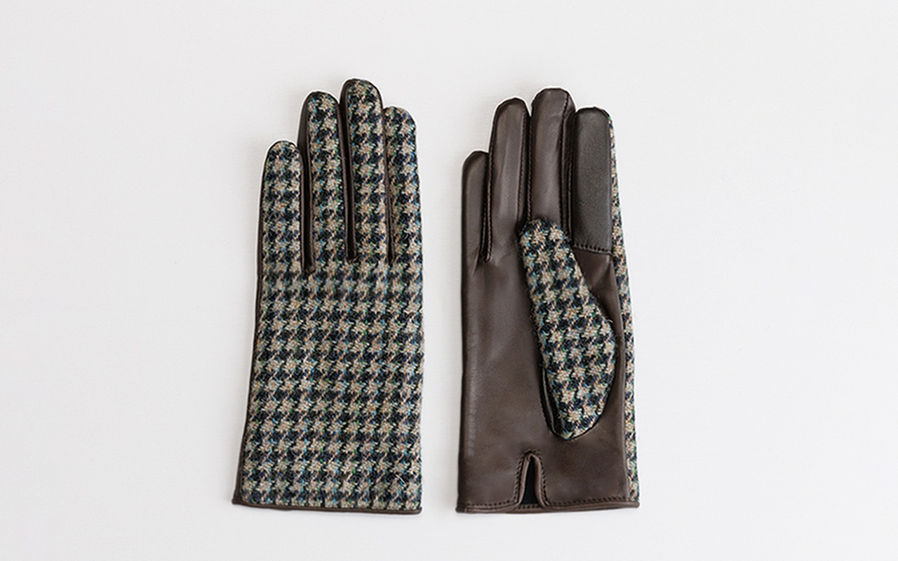 日本製の革手袋 ハリスツイード タッチパネル対応 | レディース
