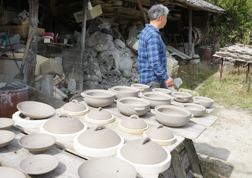 手作業での天日干し
