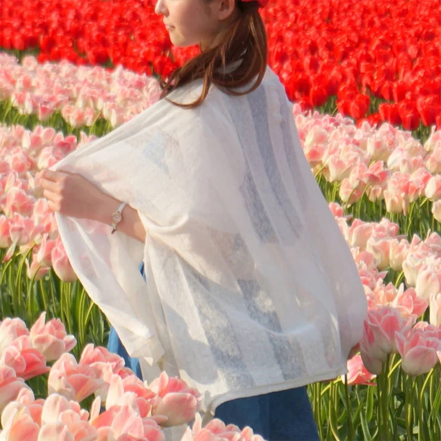 麻のストールポンチョ 着用イメージ