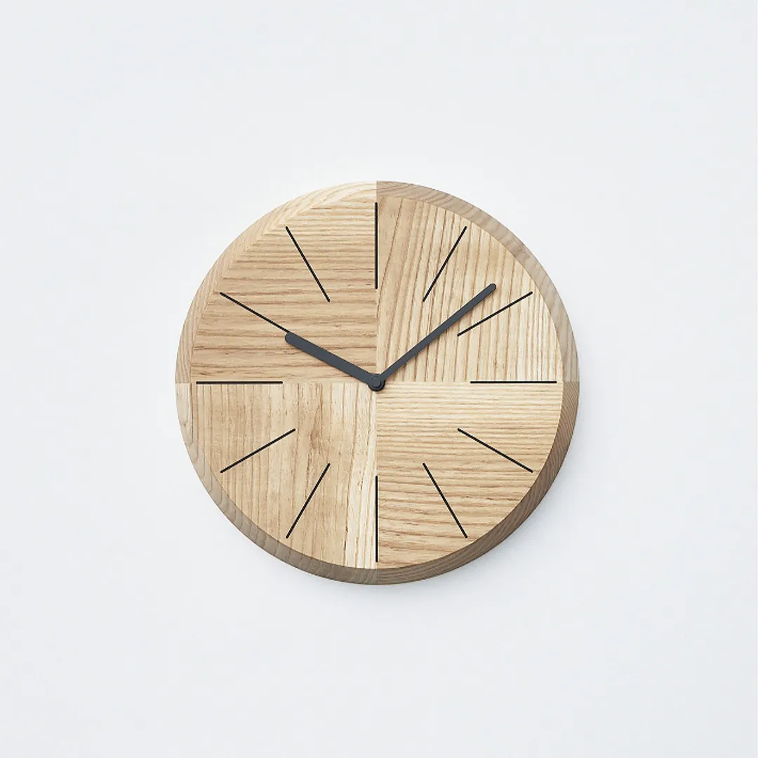 木製壁掛け時計 HAGI clock 北海道産タモ材