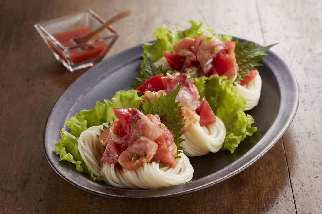 お刺身マリネのサラダ麺