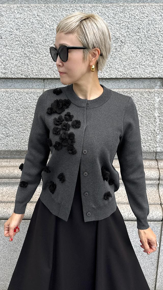 フラワーモチーフ付カーディガン