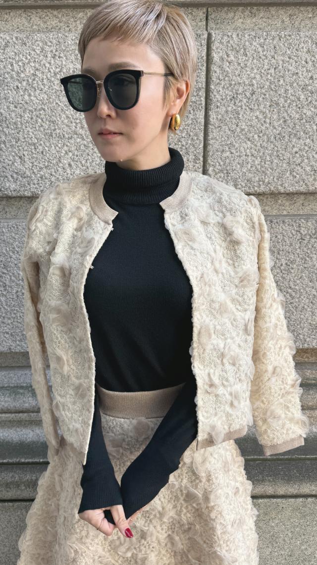 3層編みラグジュアリーニットカーディガン