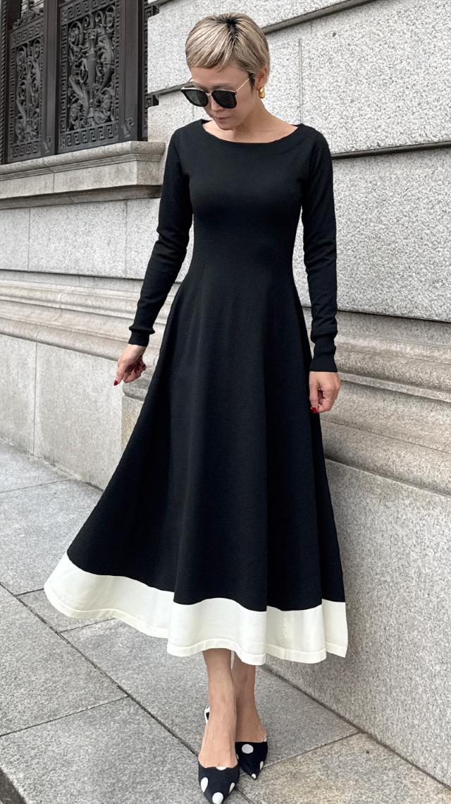 配色美ラインニットワンピース