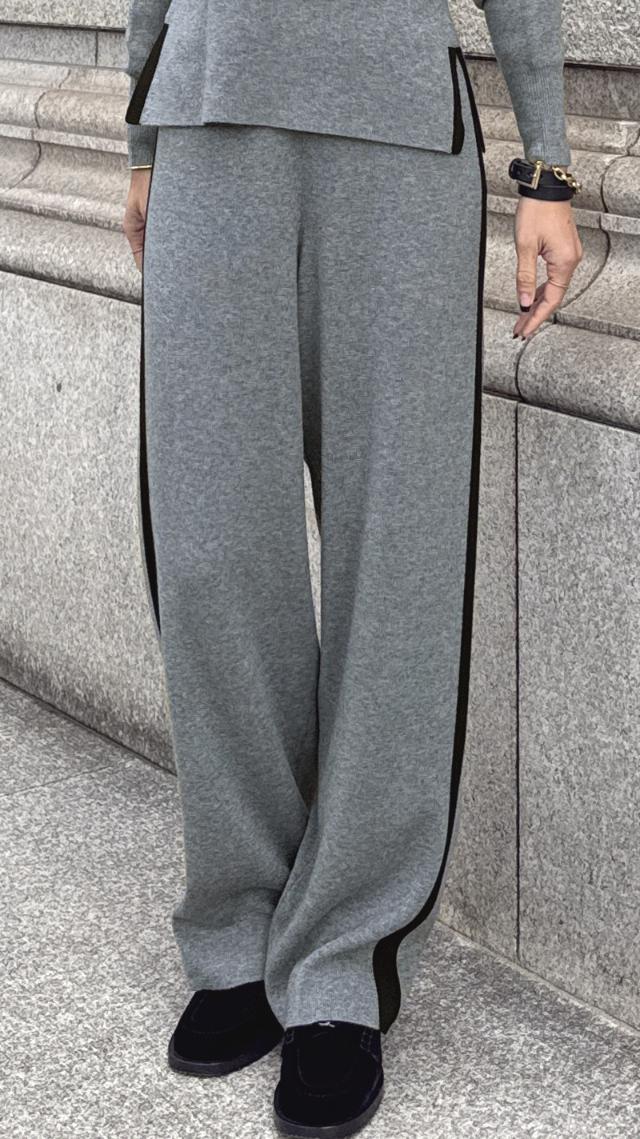 ウールサイドラインニットパンツ