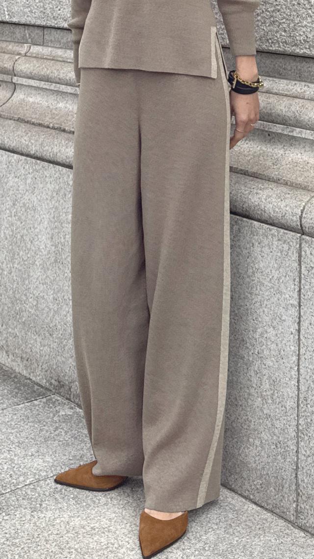 ウールサイドラインニットパンツ