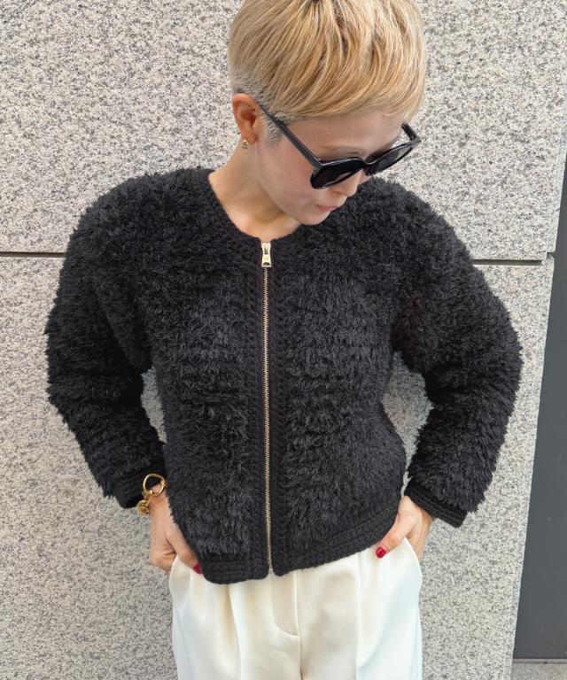 シャギーニットジャケット＜手編み＞_gfa26aw-nt01