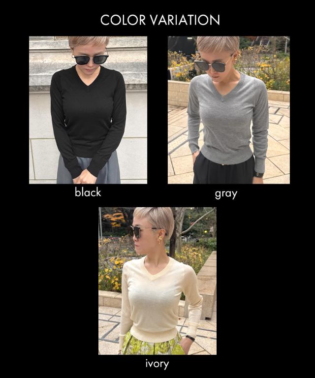 ミルキータッチVネック（シルクカシミヤ）_gfa26ss-nt10