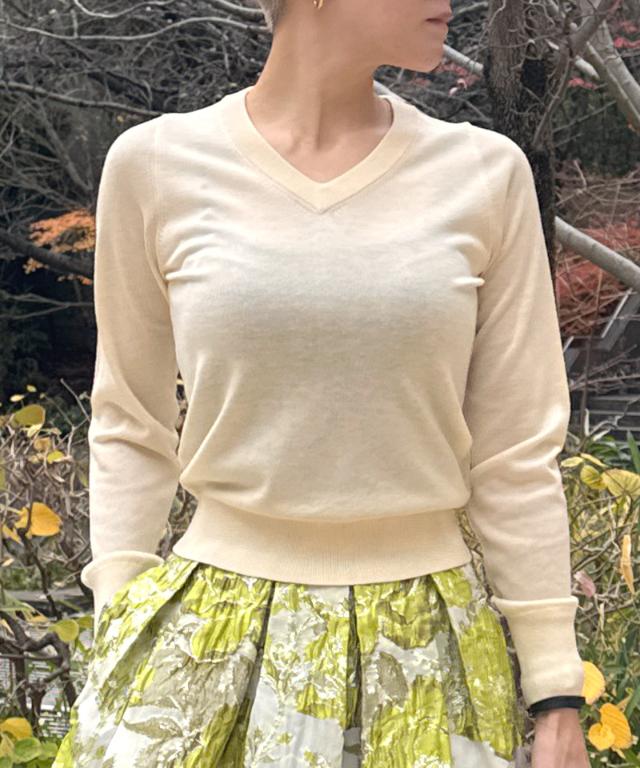 ミルキータッチVネック（シルクカシミヤ）_gfa26ss-nt10