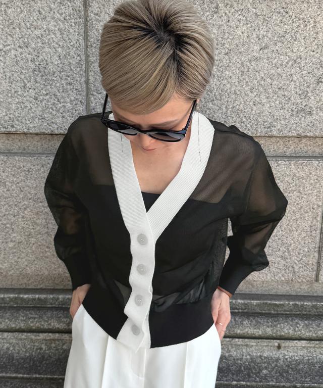 シアー配色サマーカーディガン_gfa26ss-nt11