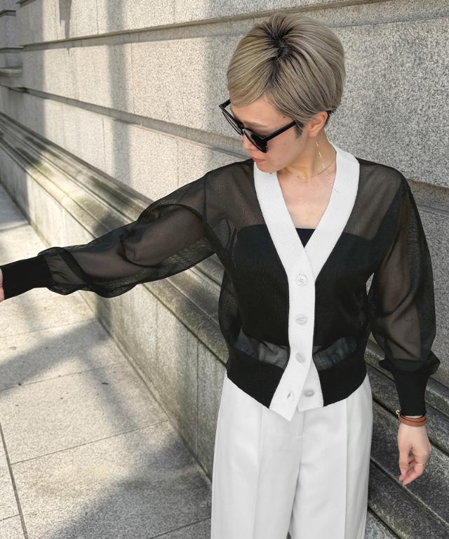 シアー配色サマーカーディガン_gfa26ss-nt11