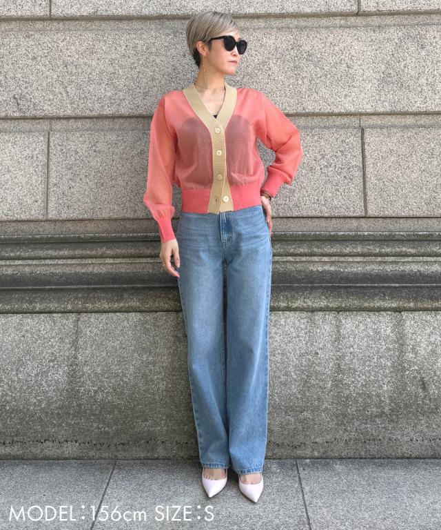 シアー配色サマーカーディガン_gfa26ss-nt11