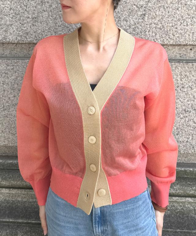 シアー配色サマーカーディガン_gfa26ss-nt11